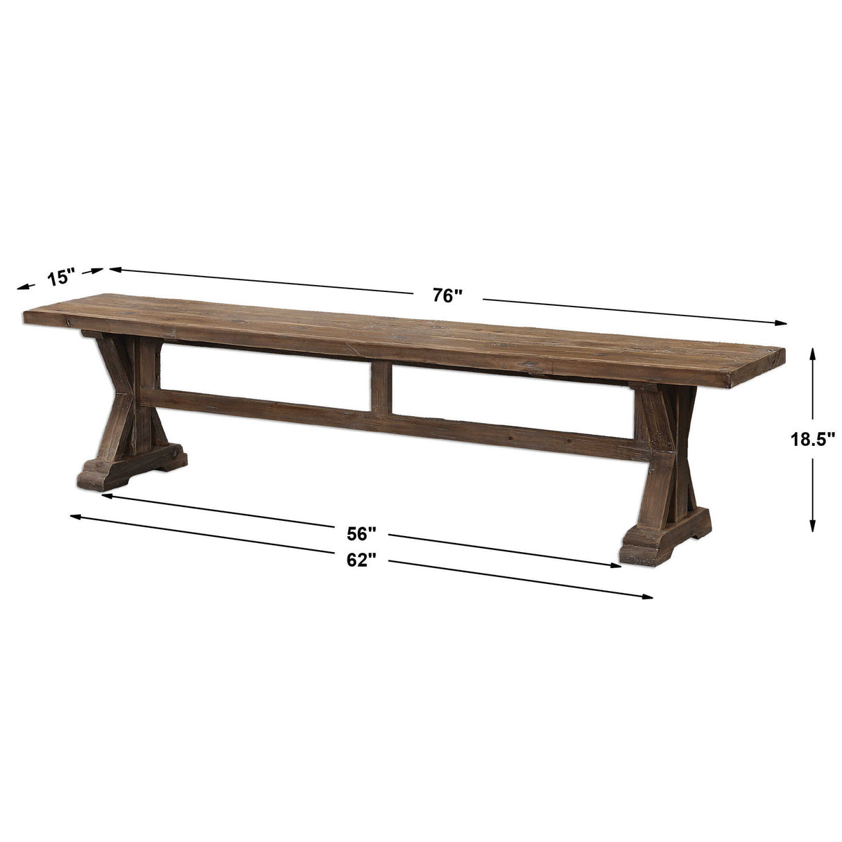 Stratford - Salvaged Wood Bench - Brown, Dark