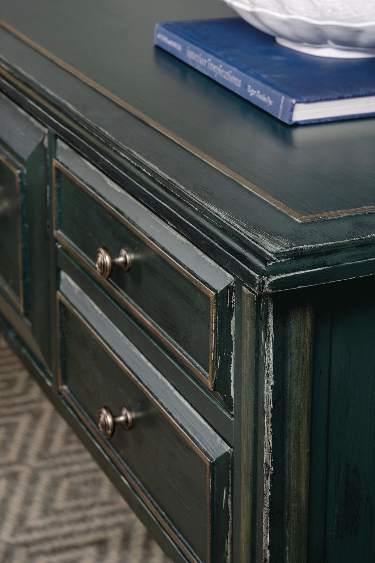 Charleston - Five-Drawer Console Table - Dark Green