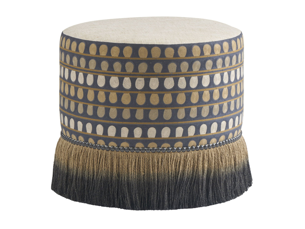 Key Biscayne - Lamar Swivel Ottoman - Light Brown / Blue
