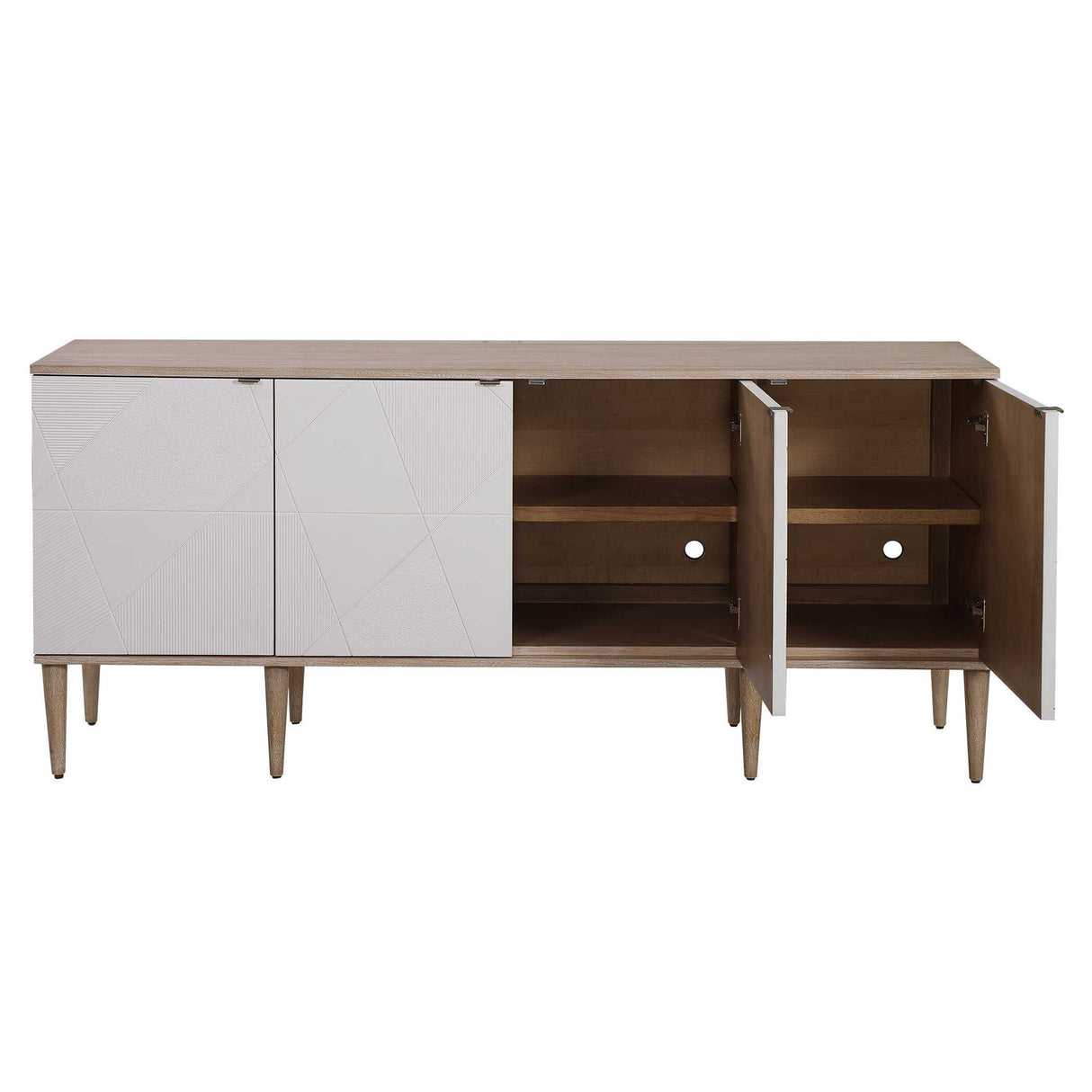 Tightrope - 4 Door Modern Sideboard Cabinet - White & Light Brown