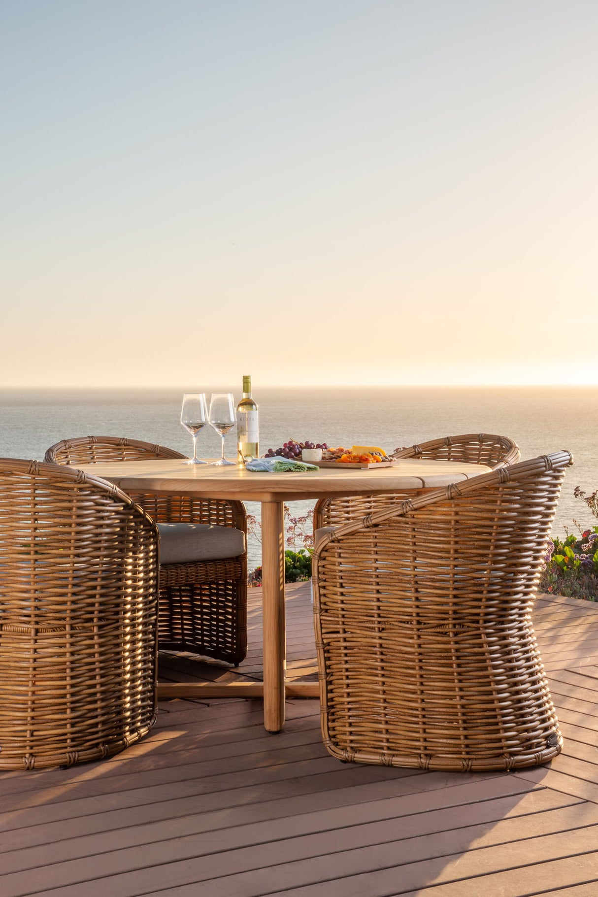 Natural Teak - 56" Round Dining Table - Light Brown
