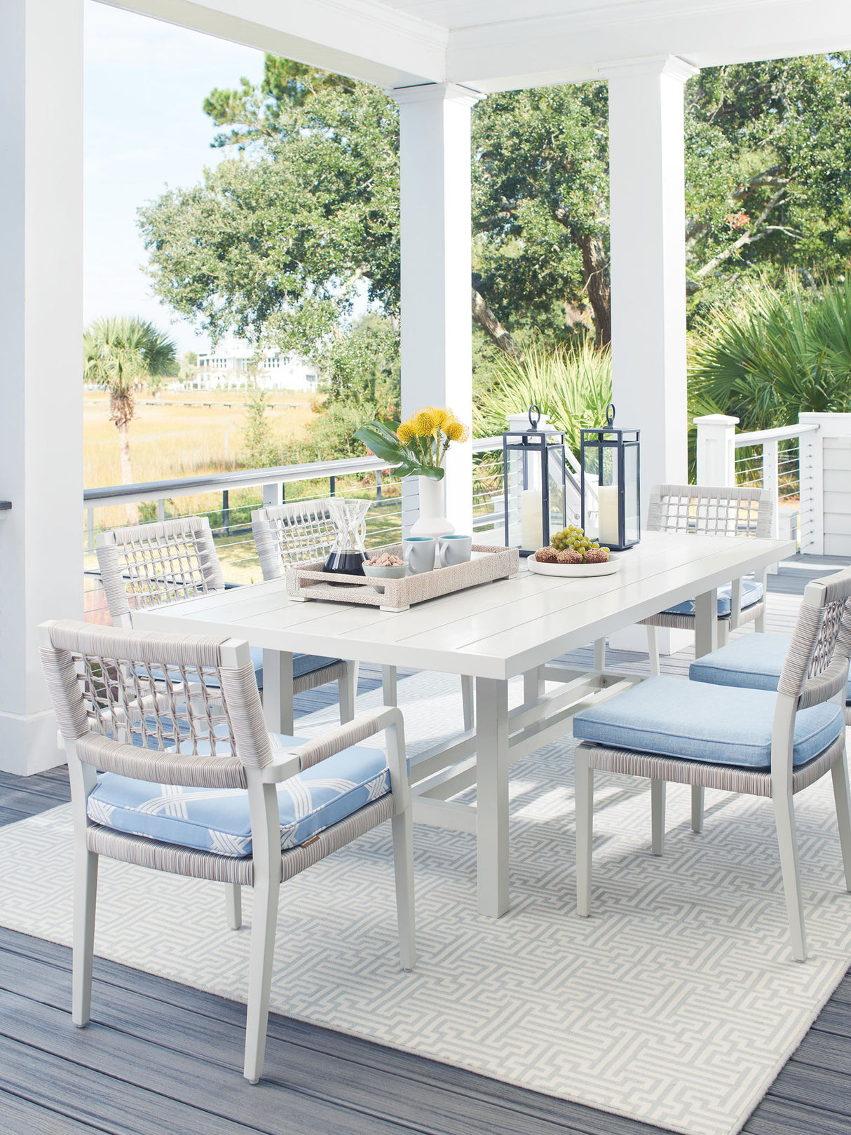 Seabrook - Side Dining Chair - White / Light Blue