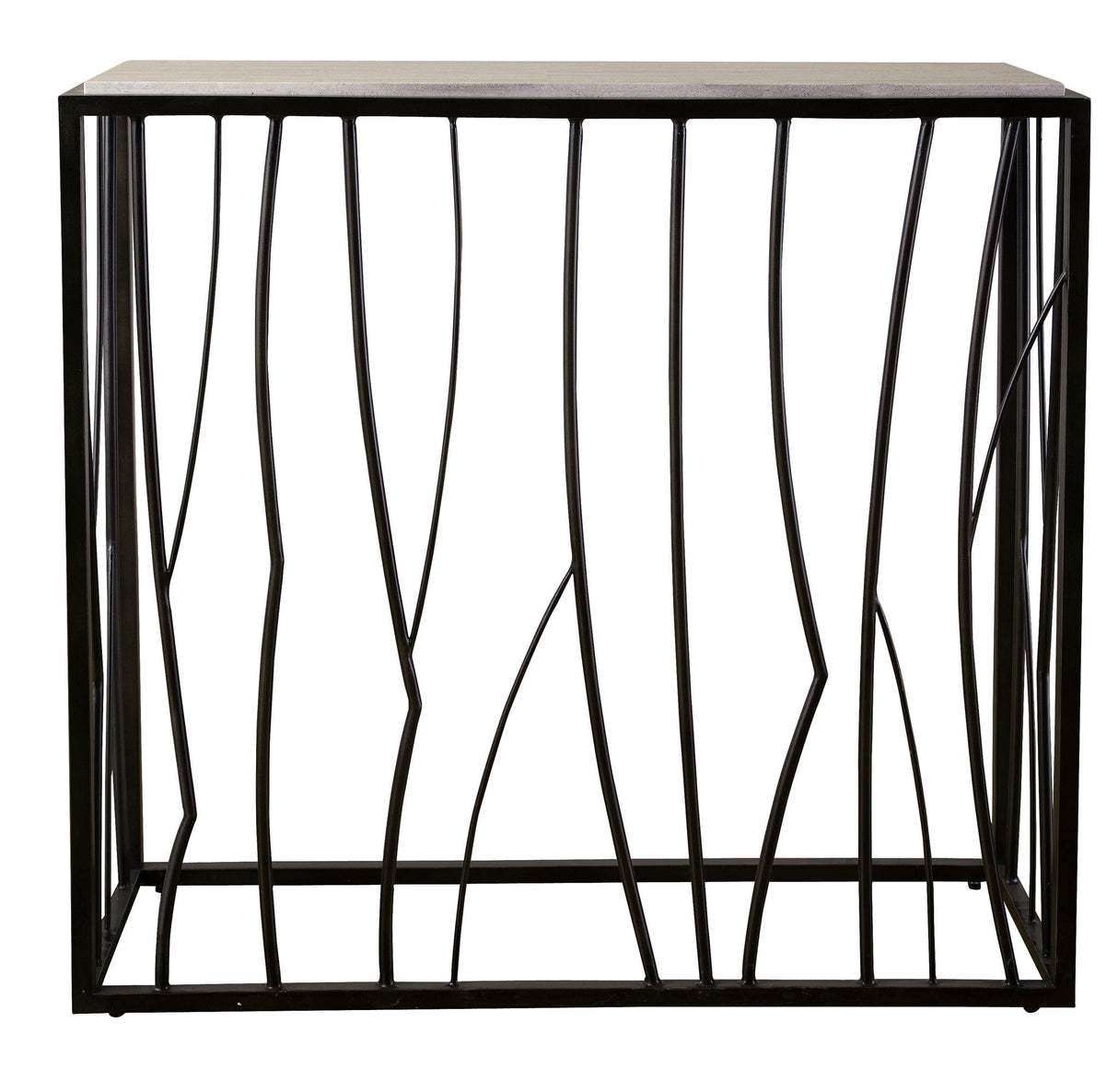 Reed - Travertine Console Table - Black & Light Brown