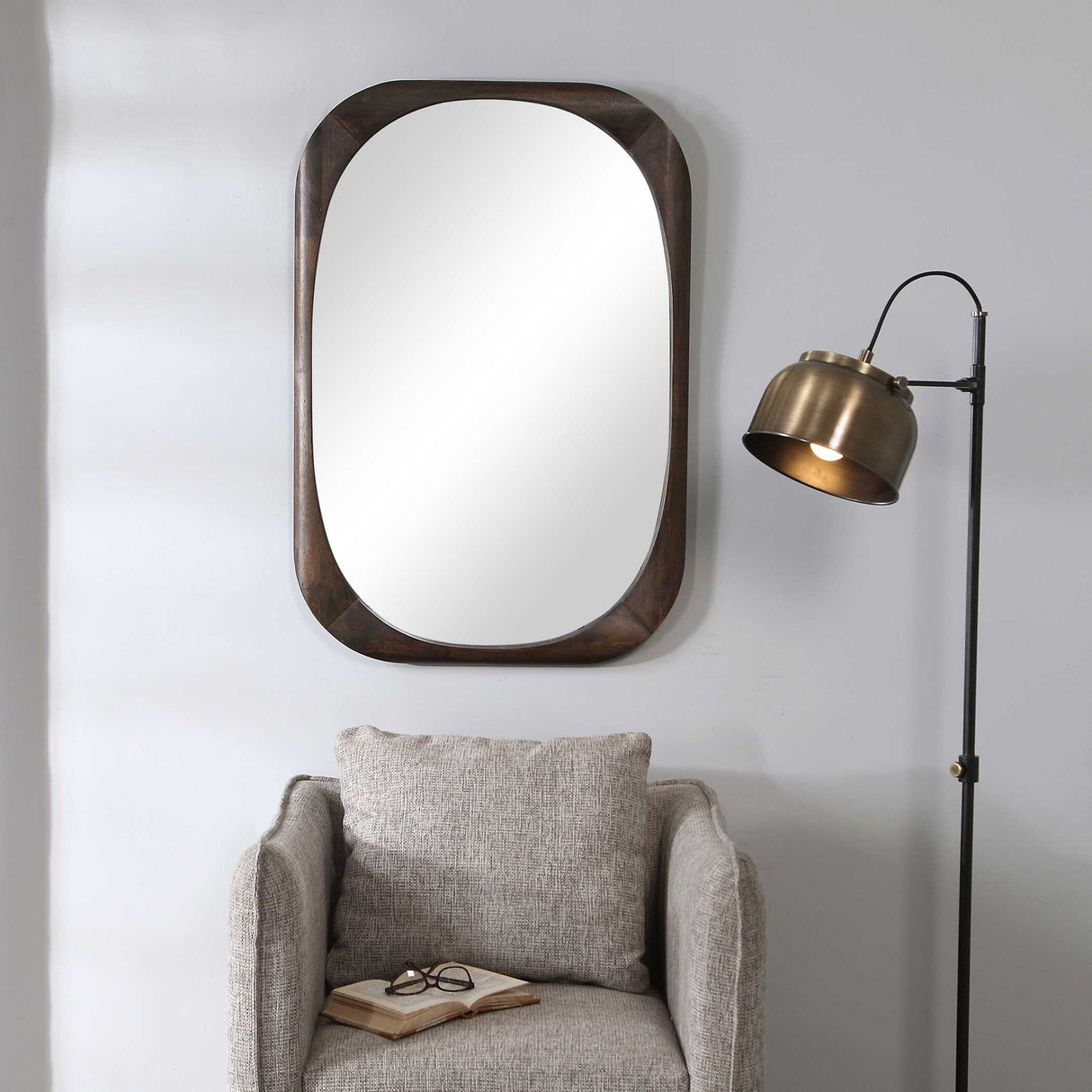Sheldon - Mid-century Mirror - Brown, Dark