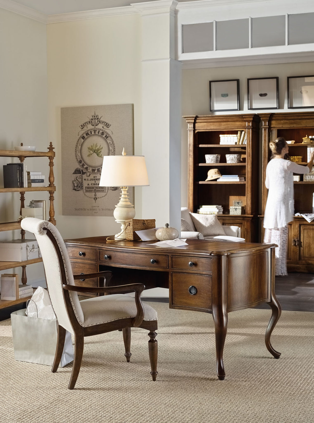 Archivist - Upholstered Side Chair - Beige / Dark Brown