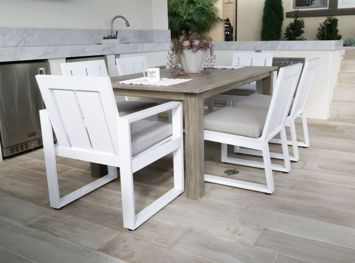 Newport - Dining Chair, No Welt - Cast Silver / White