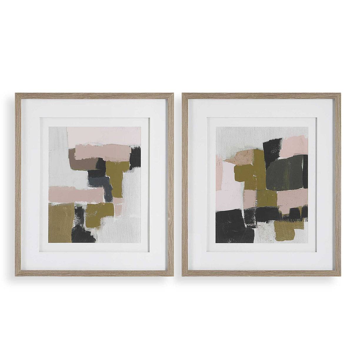 Color Block - Framed Prints, Set Of 2 - Light Brown