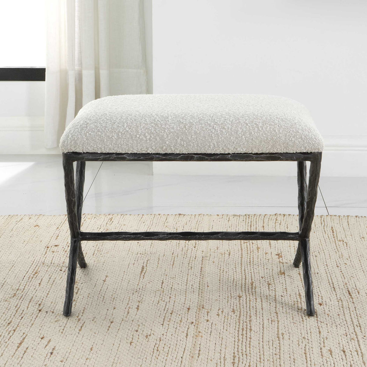 Brisby - Gray Fabric Small Bench