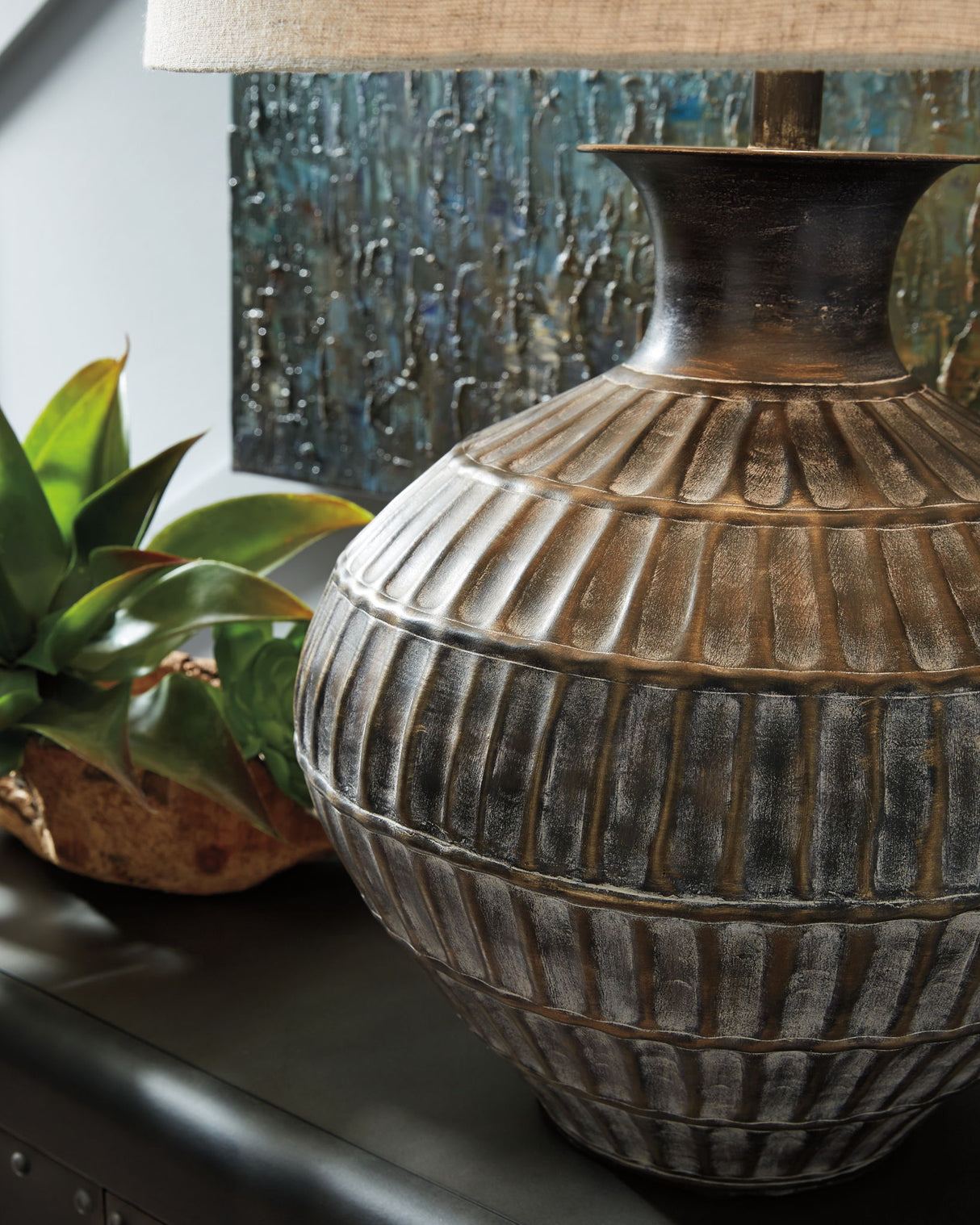 Magan - Metal Table Lamp - Antique Bronze Finish