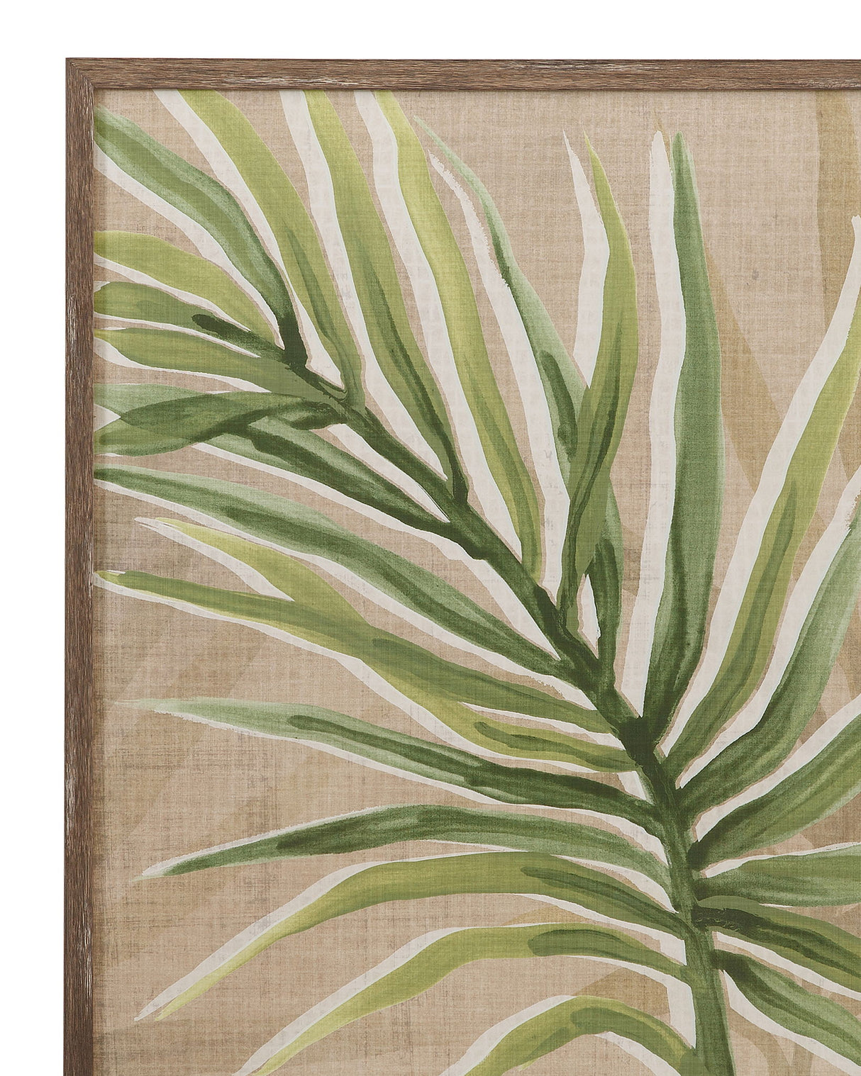 Burlap Palm Frond II Framed Print - Light Brown / Green