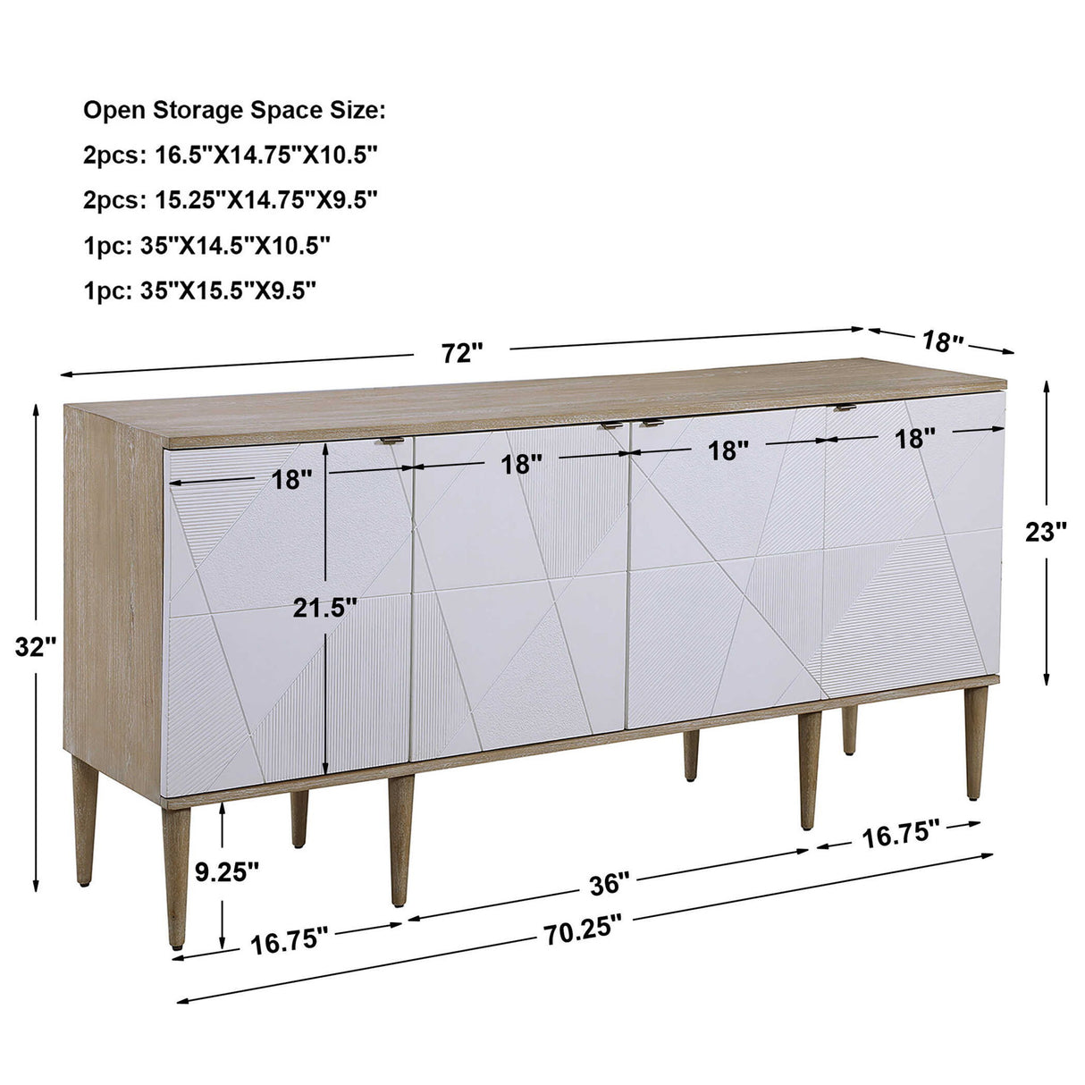 Tightrope - 4 Door Modern Sideboard Cabinet - White & Light Brown