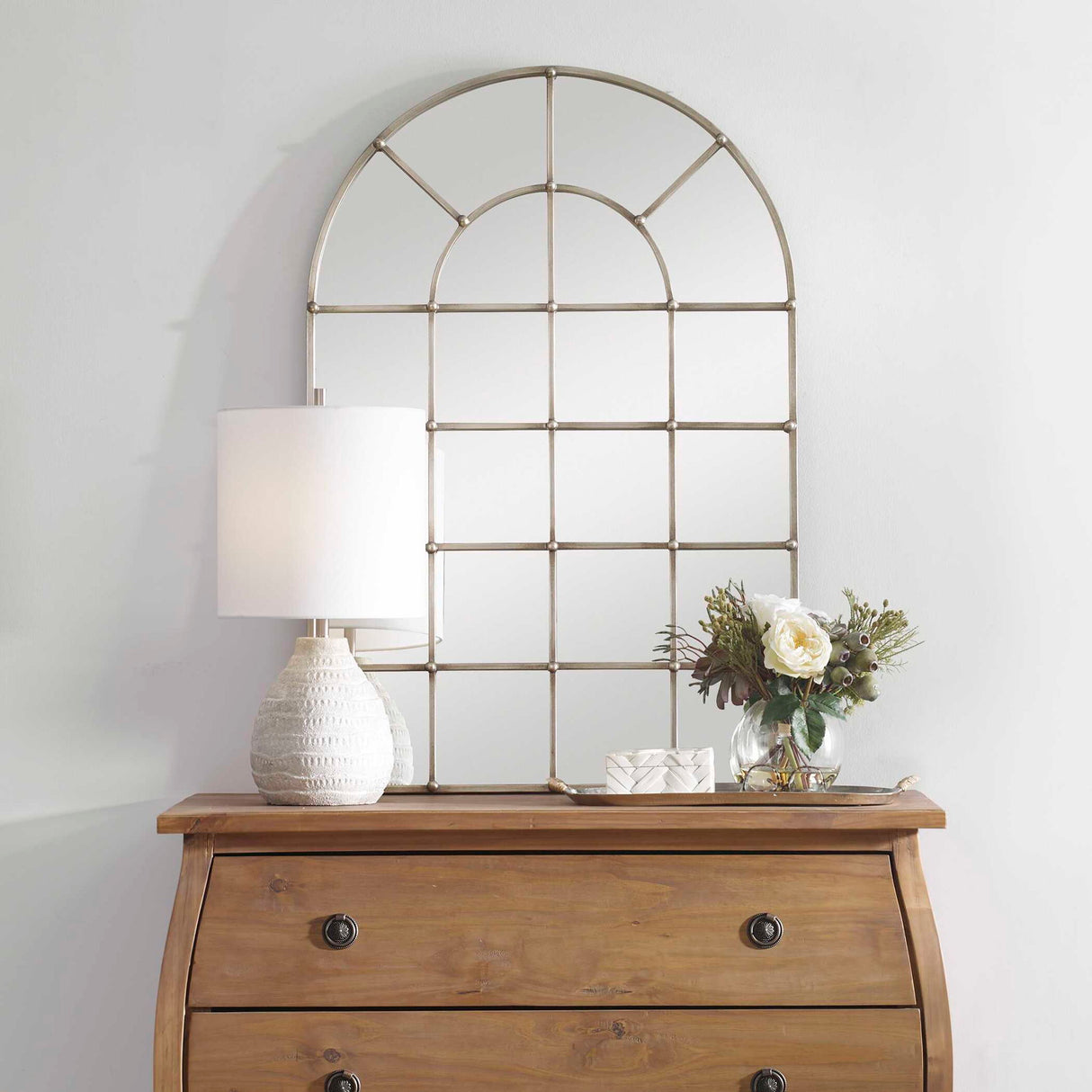 Barwell Arch - Window Mirror - Pearl Silver