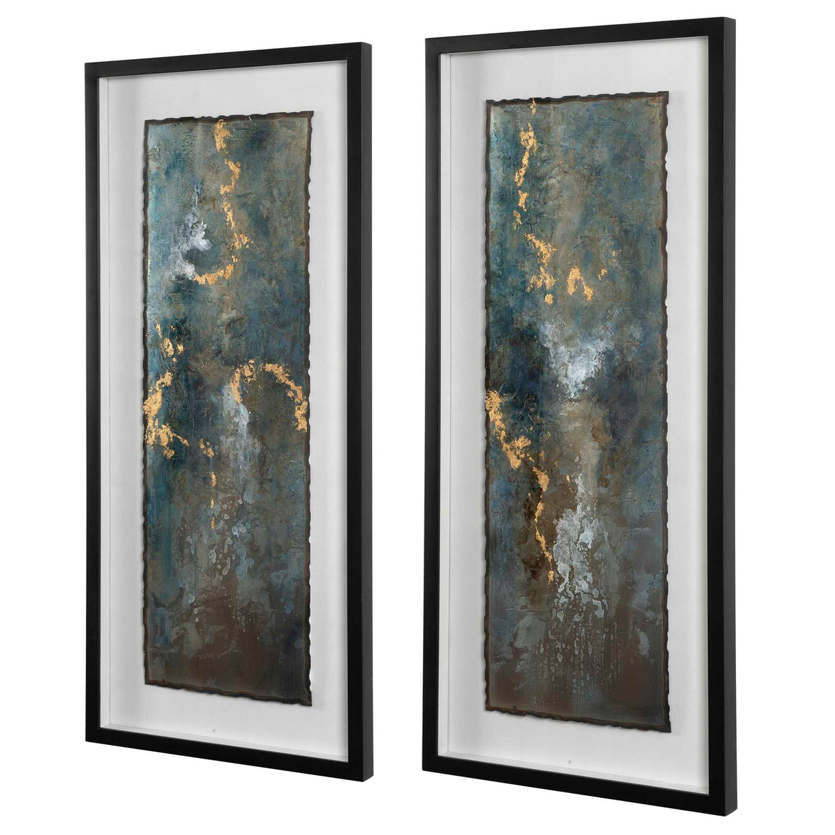 Glimmering Agate - Abstract Prints, Set Of 2 - Blue