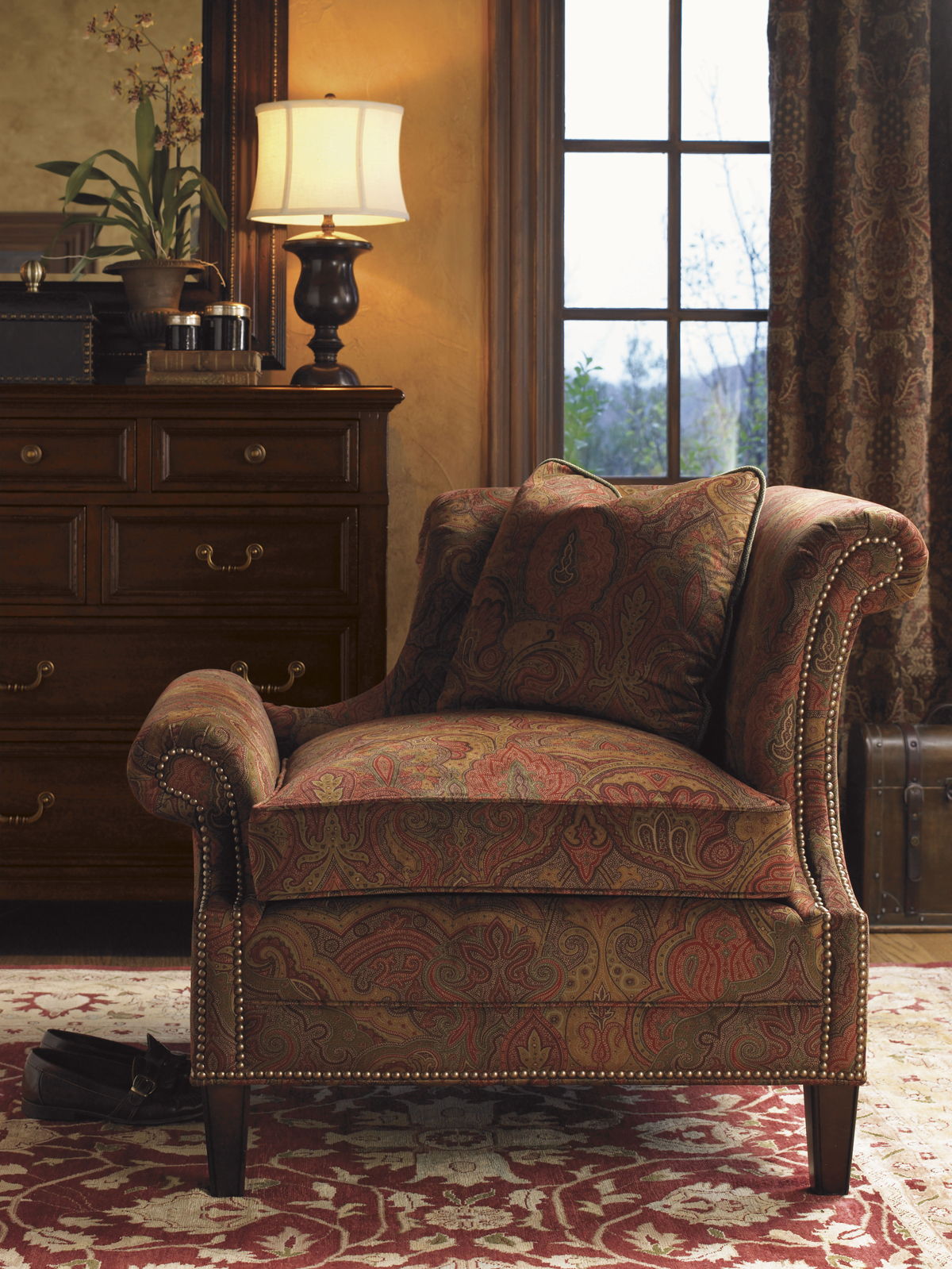 Lexington Upholstery - Braddock Right Arm Facing Chair - Dark Red