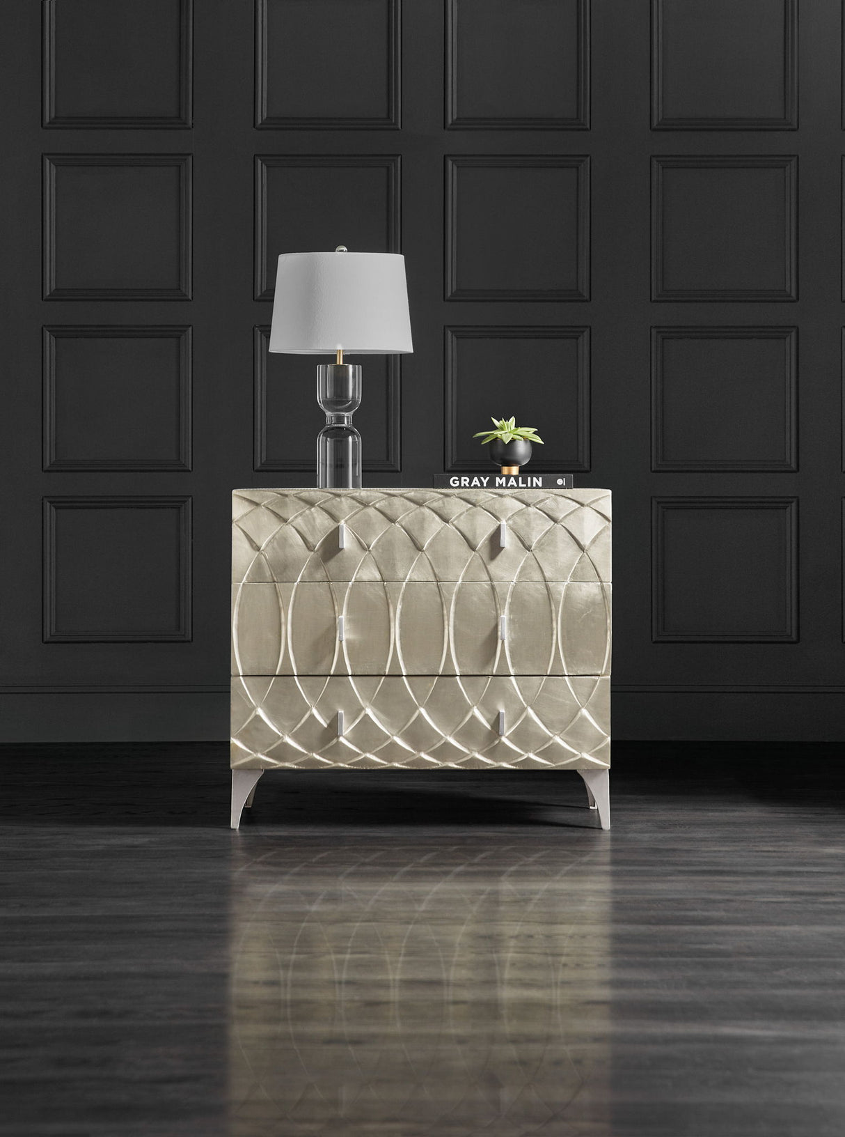 Melange - Mathilda 3-Drawer Chest - Pearl Silver