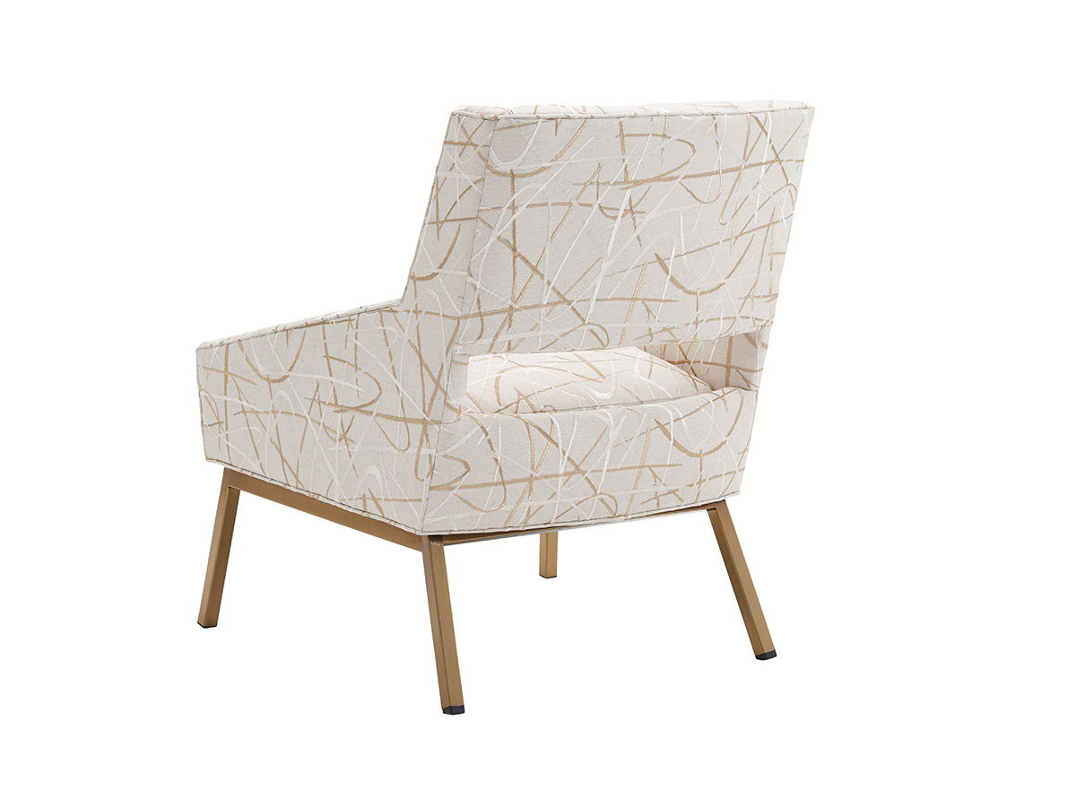 Kitano - Amani Upholstered Chair With Bright Brass Base - White