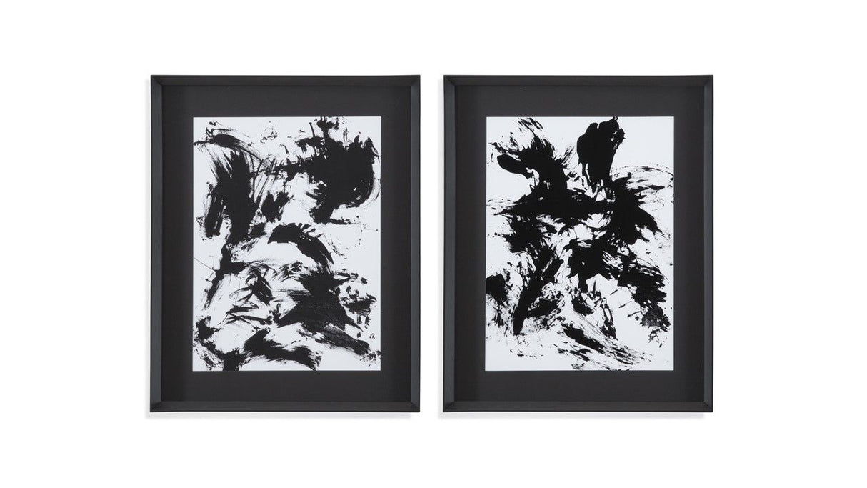 Expressive Abstract Framed Print (Set of 2) - Black