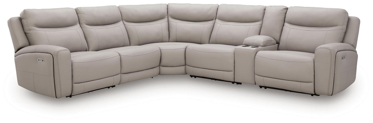 Gravier - 6-Piece Power Reclining Sectional With Storage Console - Gray