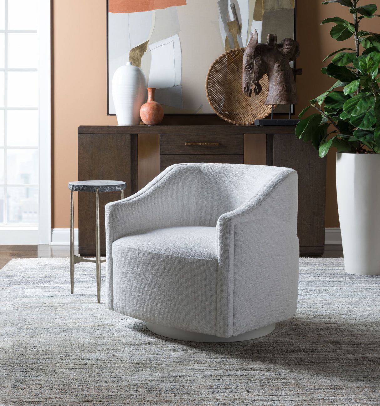 Artistica Upholstery - Raquel Swivel Chair - White / Blue