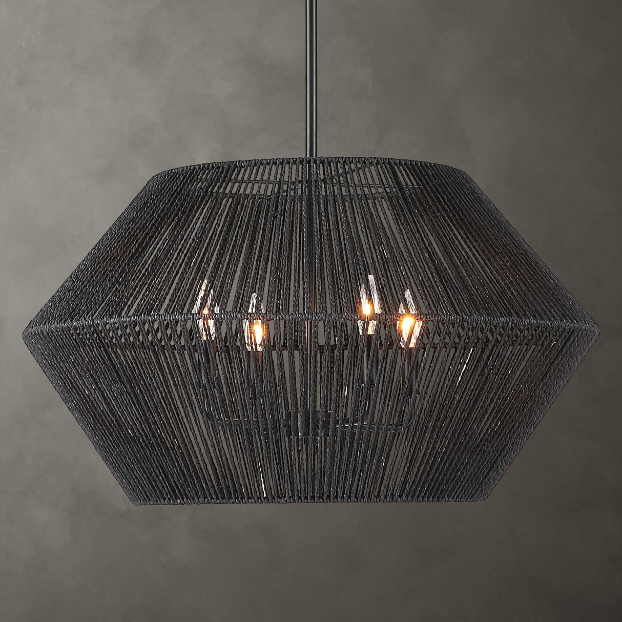 Suva - 4 Light Rope Pendant - Black