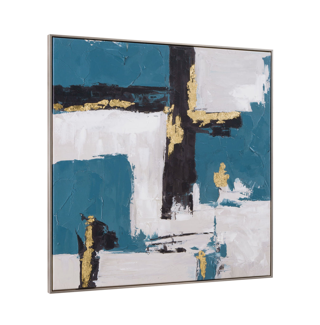 Around About Framed Canvas - Blue / White