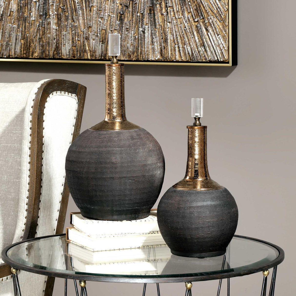 Arnav - Matte Bottles, Set Of 2 - Black