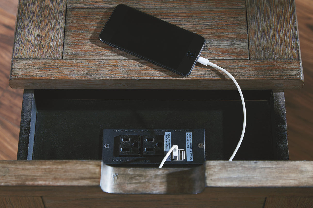 Tyler Creek - Chair Side End Table - Grayish Brown / Black