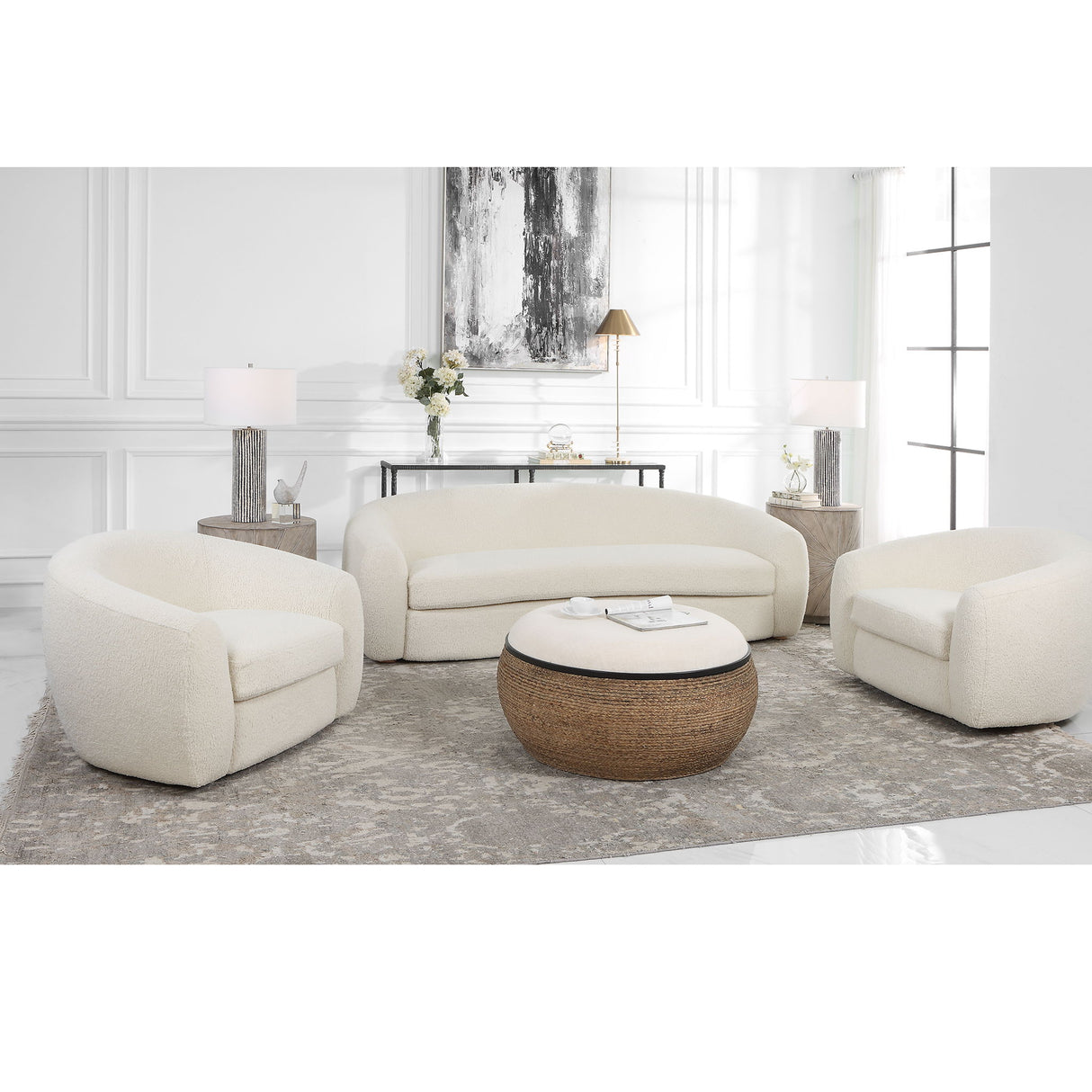 Capra - Art Deco White Sofa