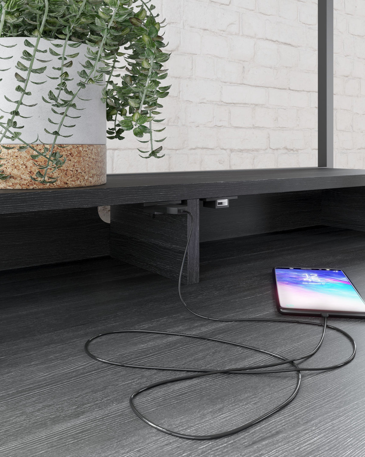 Yarlow - Home Office Desk and Shelf - Black