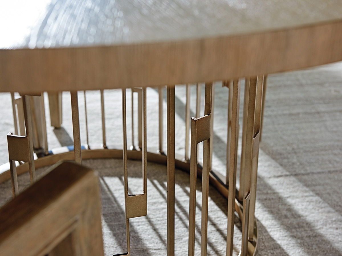 Shadow Play - Rendezvous Round Metal Dining Table With Wooden Top - Light Brown