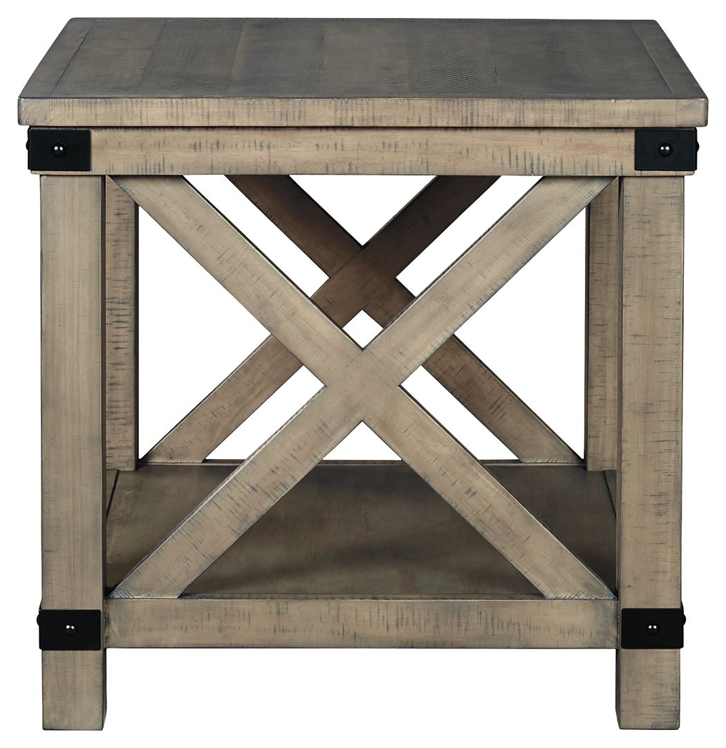 Aldwin - Rectangular End Table - Crossbuck Styling - Gray