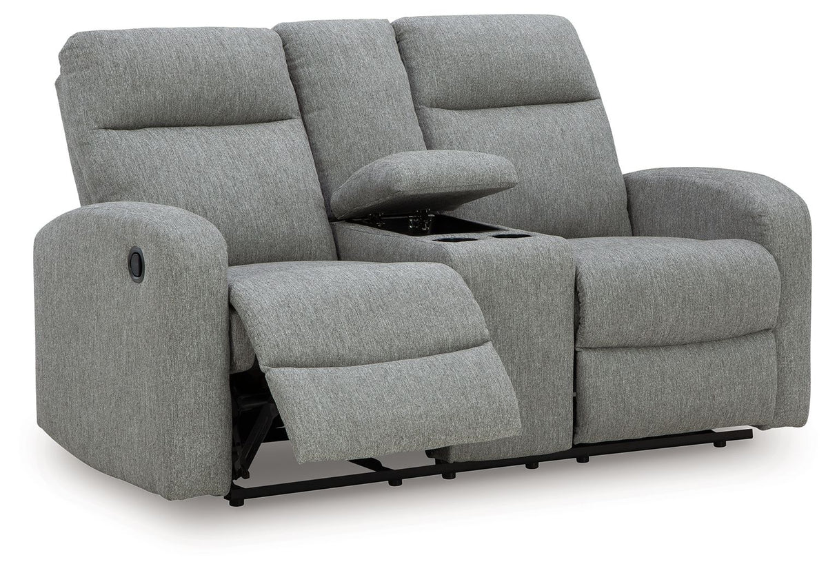 Gauntlet - Double Recline Loveseat With Console - Sterling