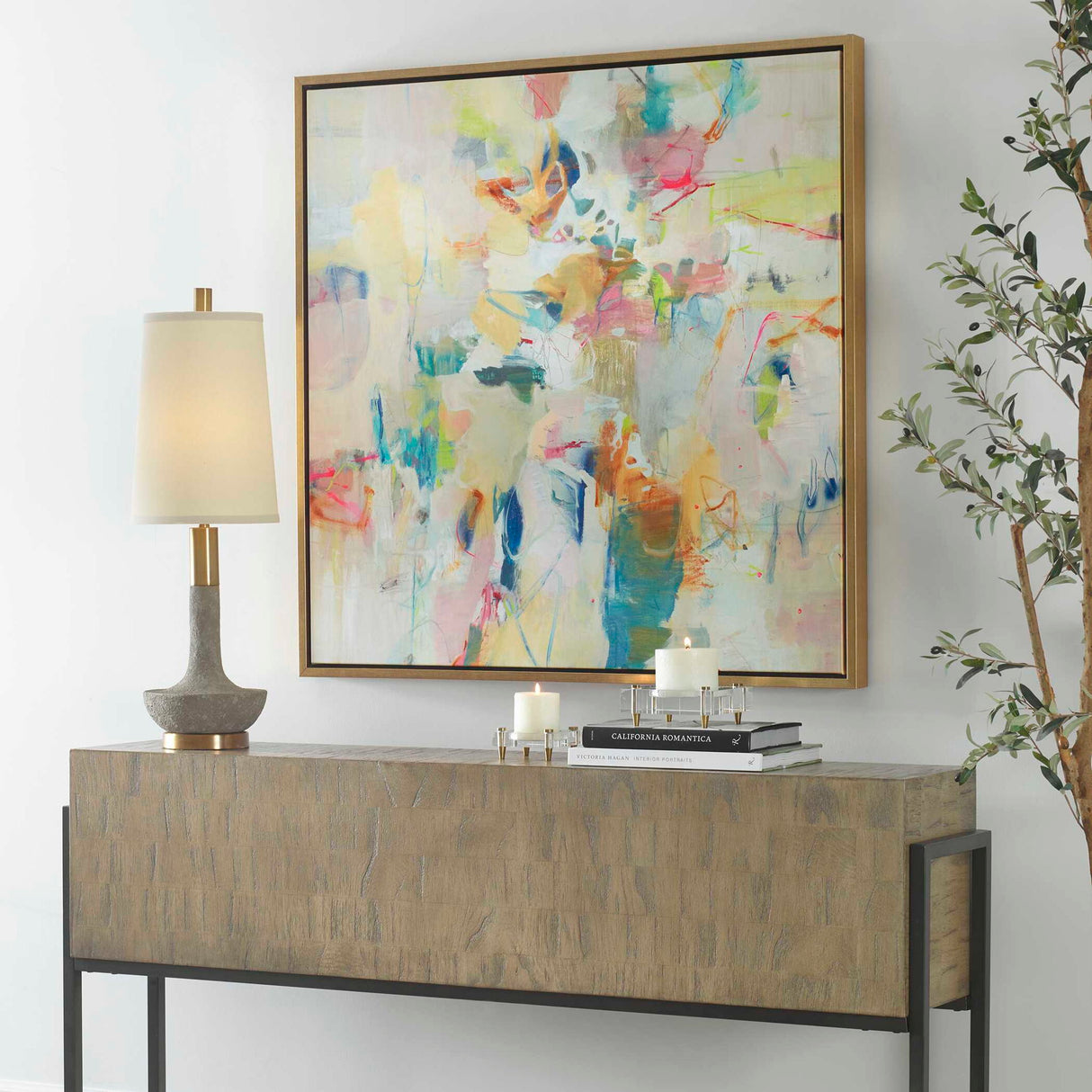 Party Time - Framed Abstract Art - Beige