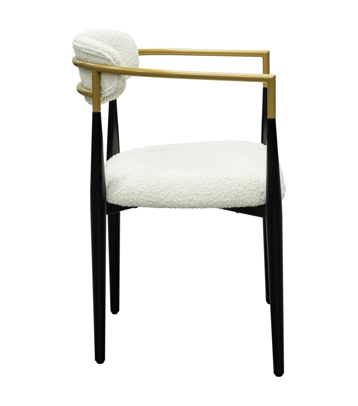 Jenson - White Dining Chair - Semi-Gloss Black /Brushed Gold / Ivory Boucle