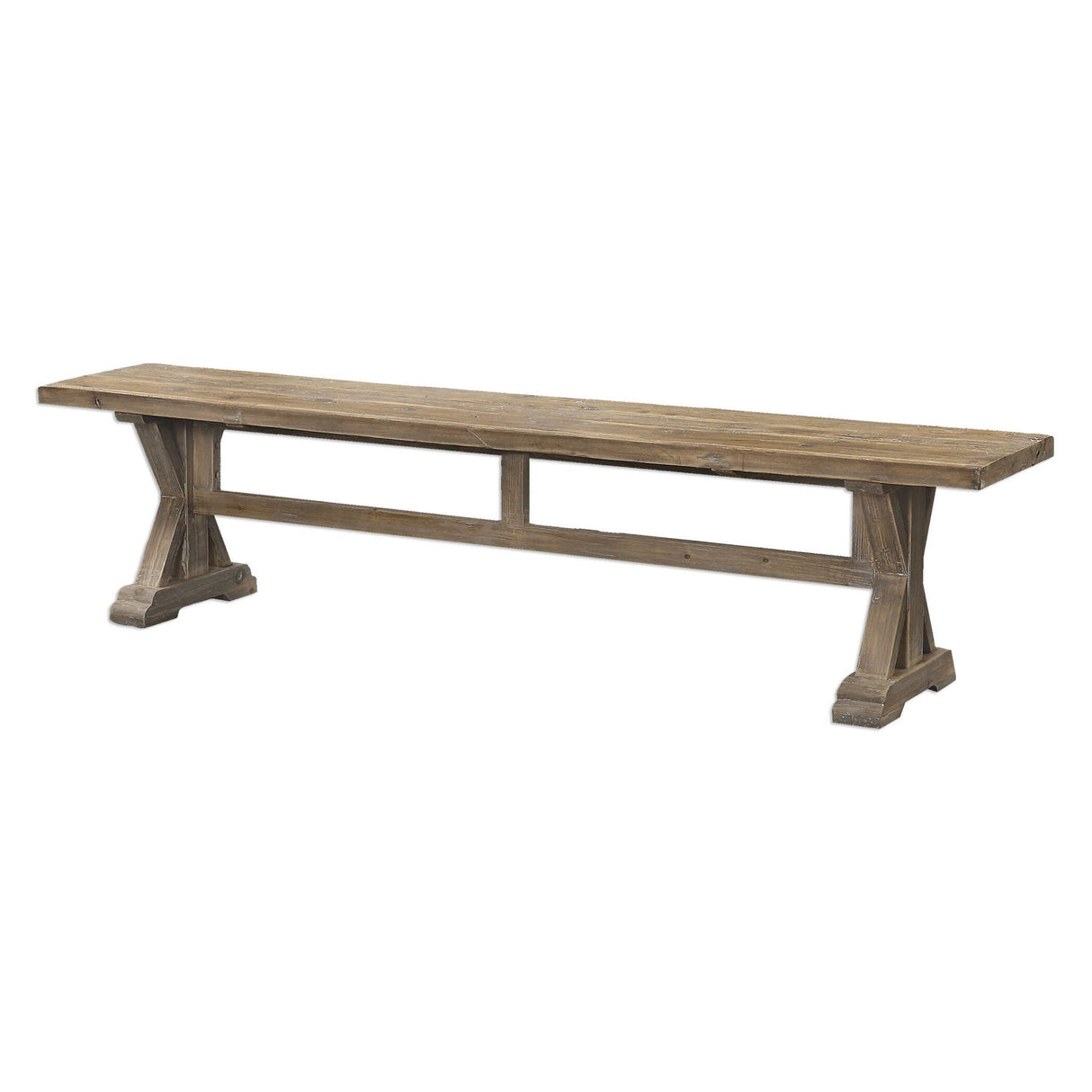 Stratford - Salvaged Wood Bench - Brown, Dark