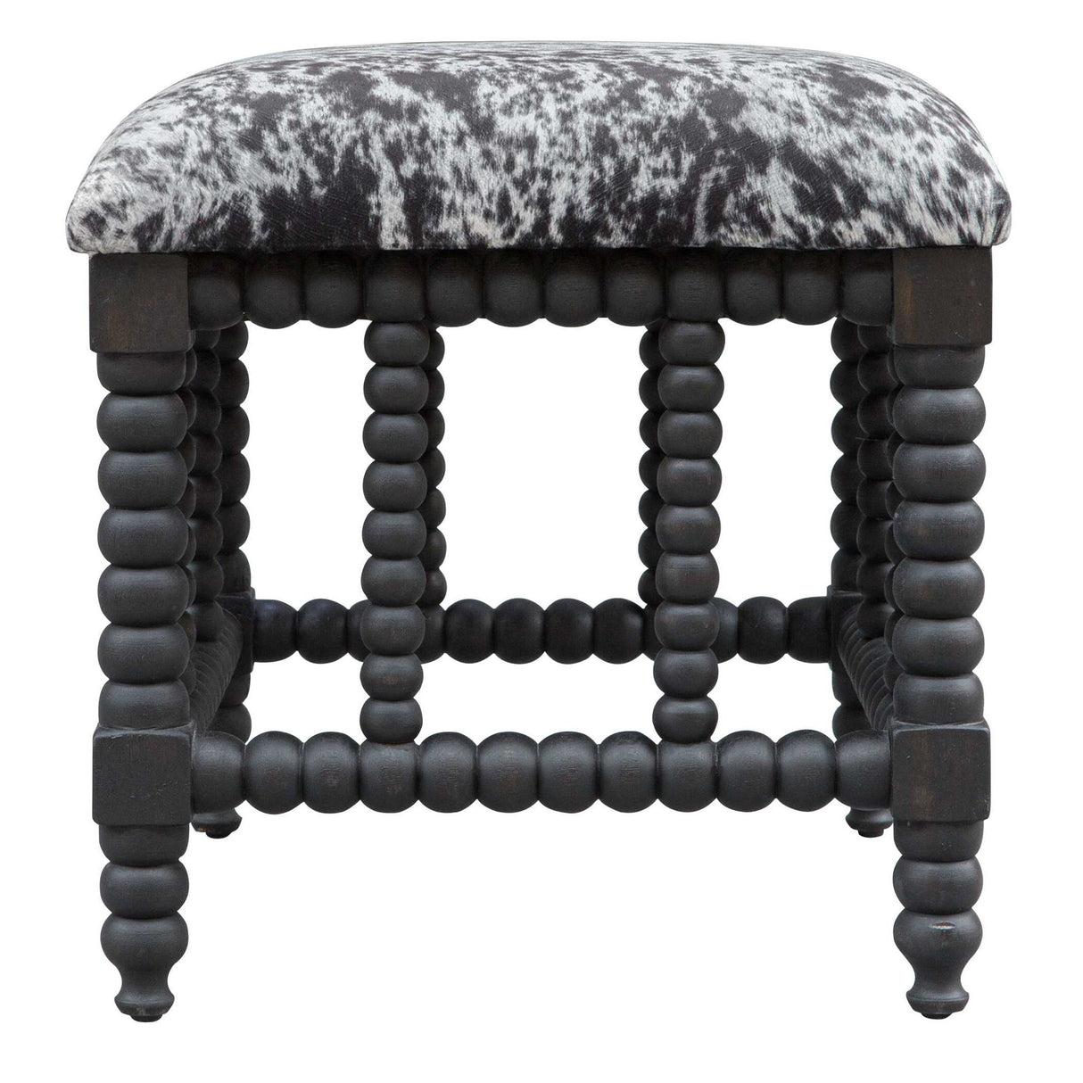 Rancho - Faux Cow Hide Small Bench - Black