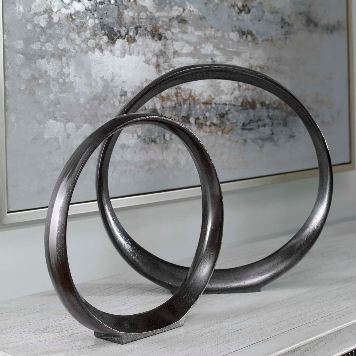 Orbits - Ring Sculptures, Set Of 2 - Black
