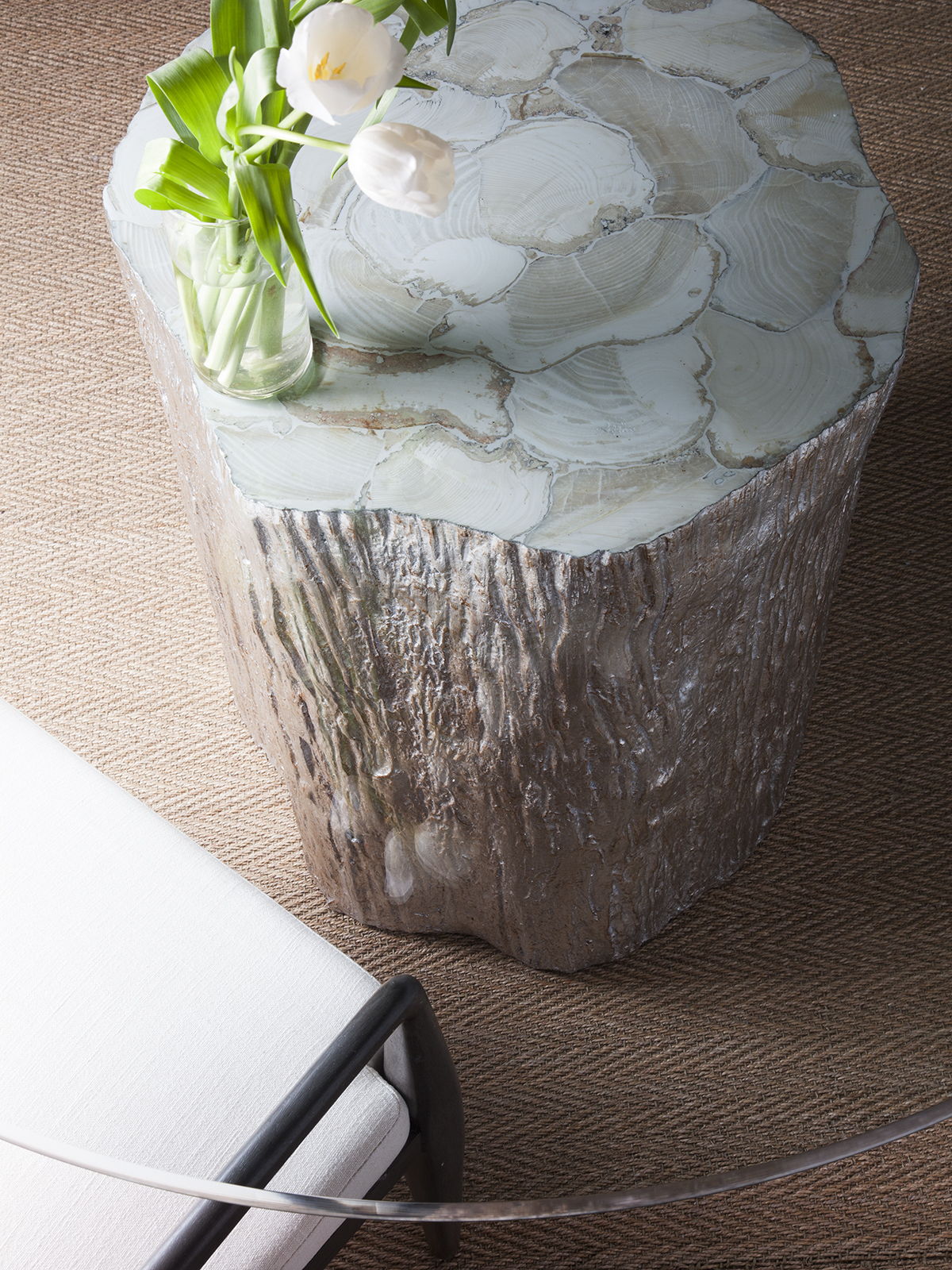 Signature Designs - Trunk Segment Round Dining Table With Glass Top