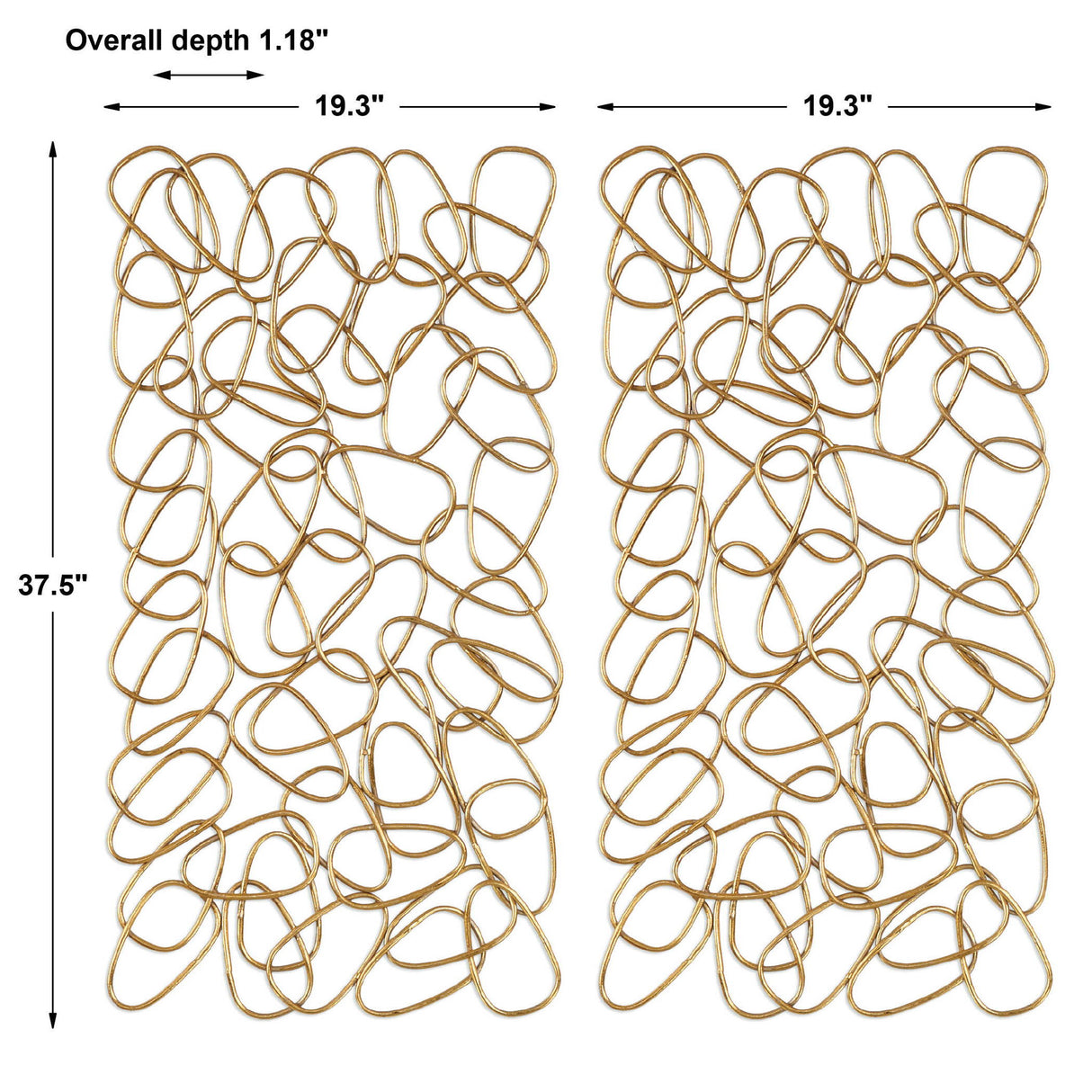 In The Loop - Wall Art, Set Of 2 - Gold