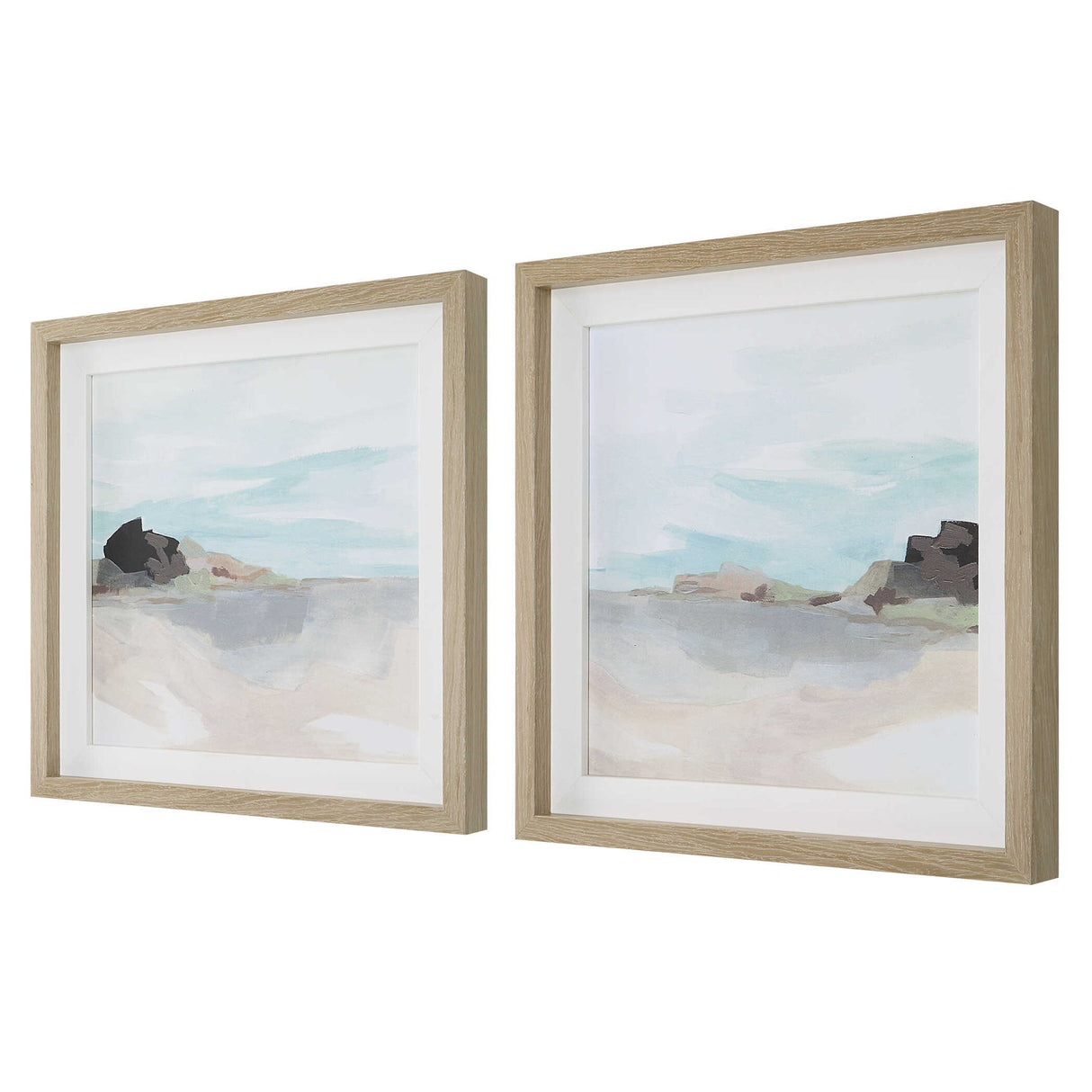 Glacial Coast - Framed Prints, Set Of 2 - Light Brown