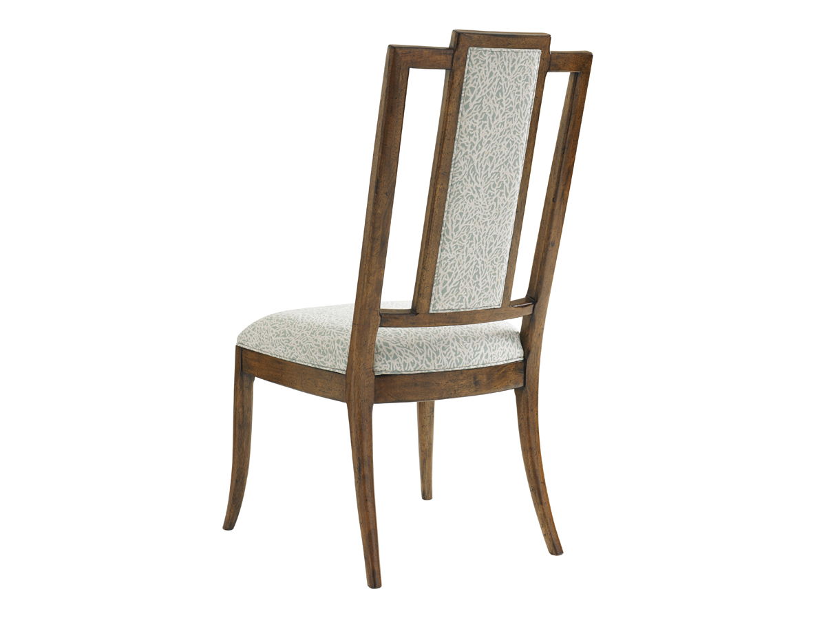 Bali Hai - St. Barts Splat Back Side Chair - Dark Brown / Beige