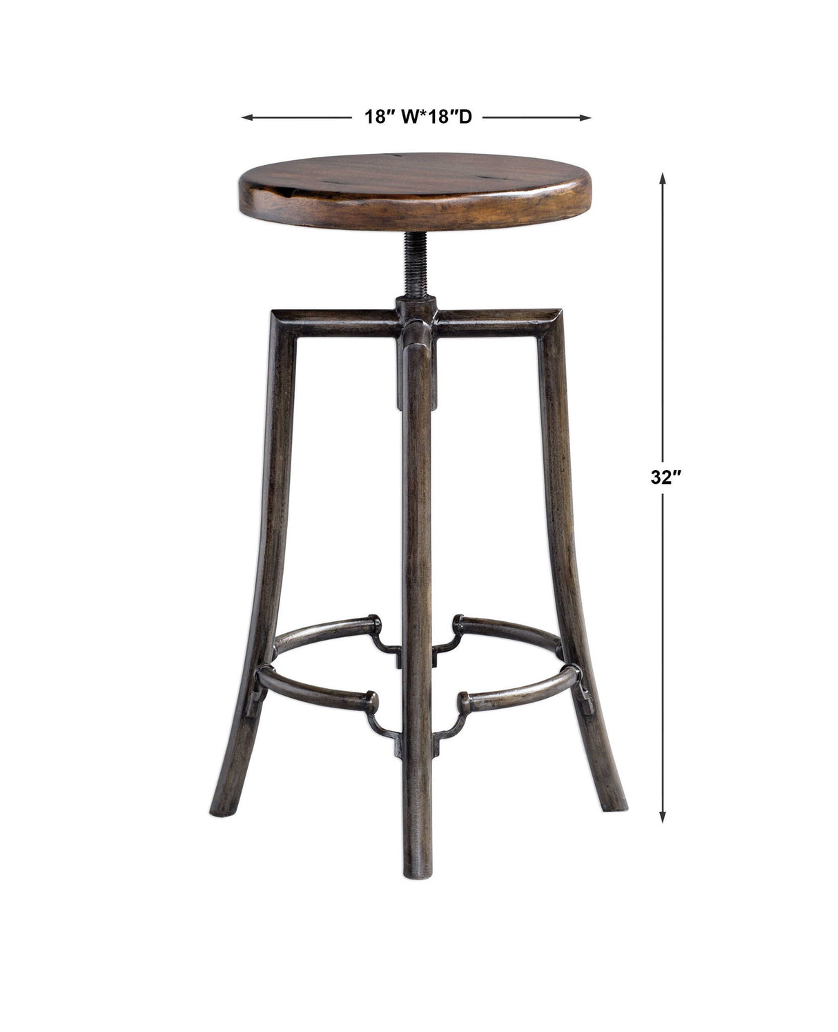 Westlyn - Industrial Bar Stool - Brown, Dark & Black