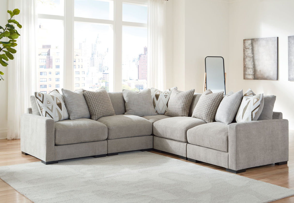 Aslan Court - 6 Pc. - 5-Piece Sectional, Ottoman - Pebble
