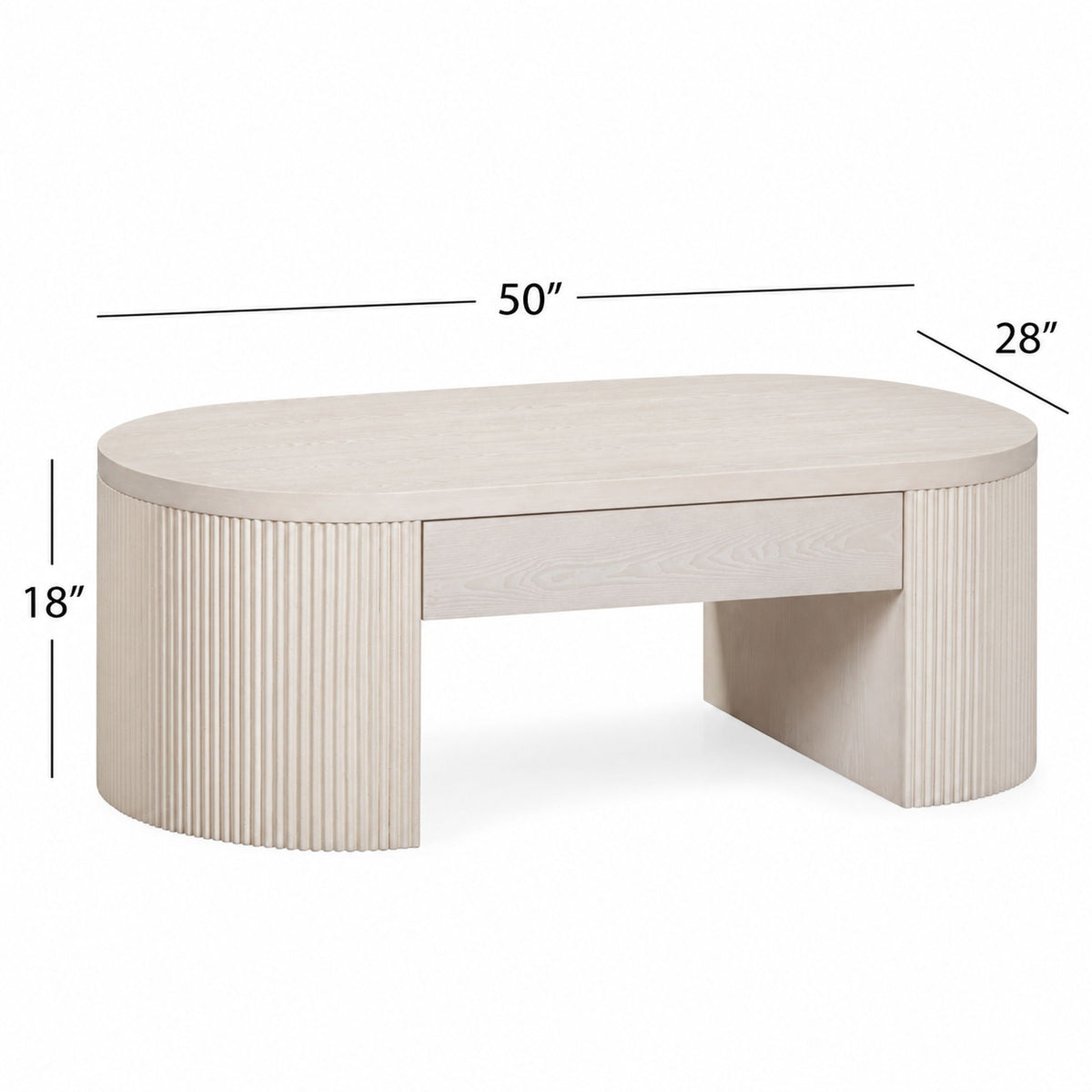 Lena - Coffee Table - Washed White Oak