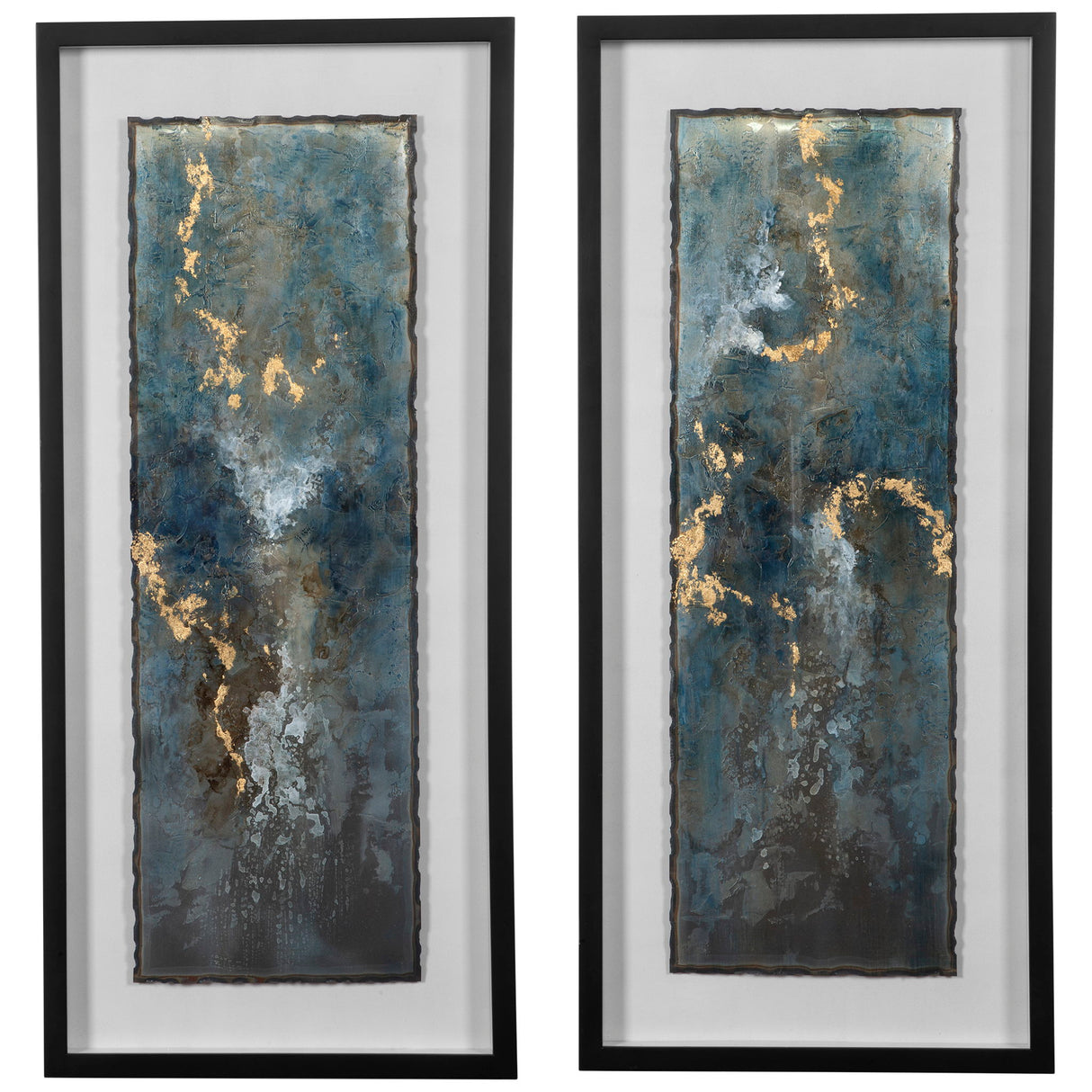 Glimmering Agate - Abstract Prints, Set Of 2 - Blue