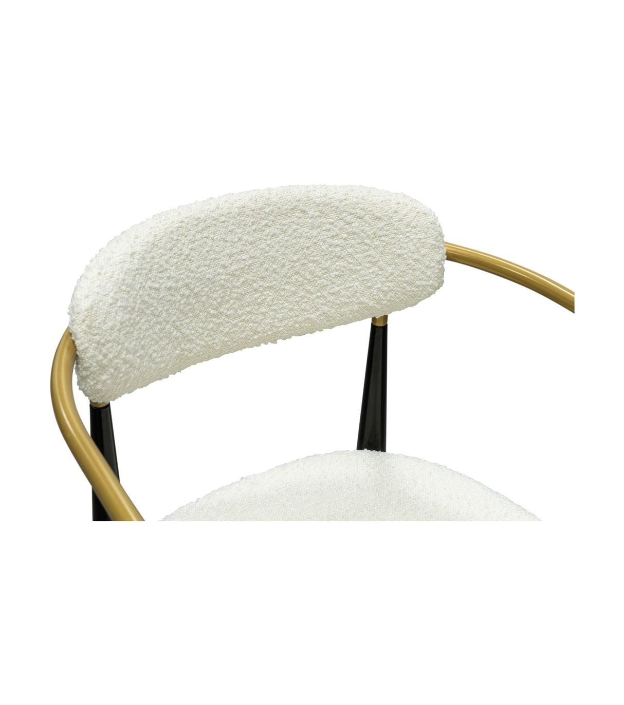 Jenson - White Dining Chair - Semi-Gloss Black /Brushed Gold / Ivory Boucle