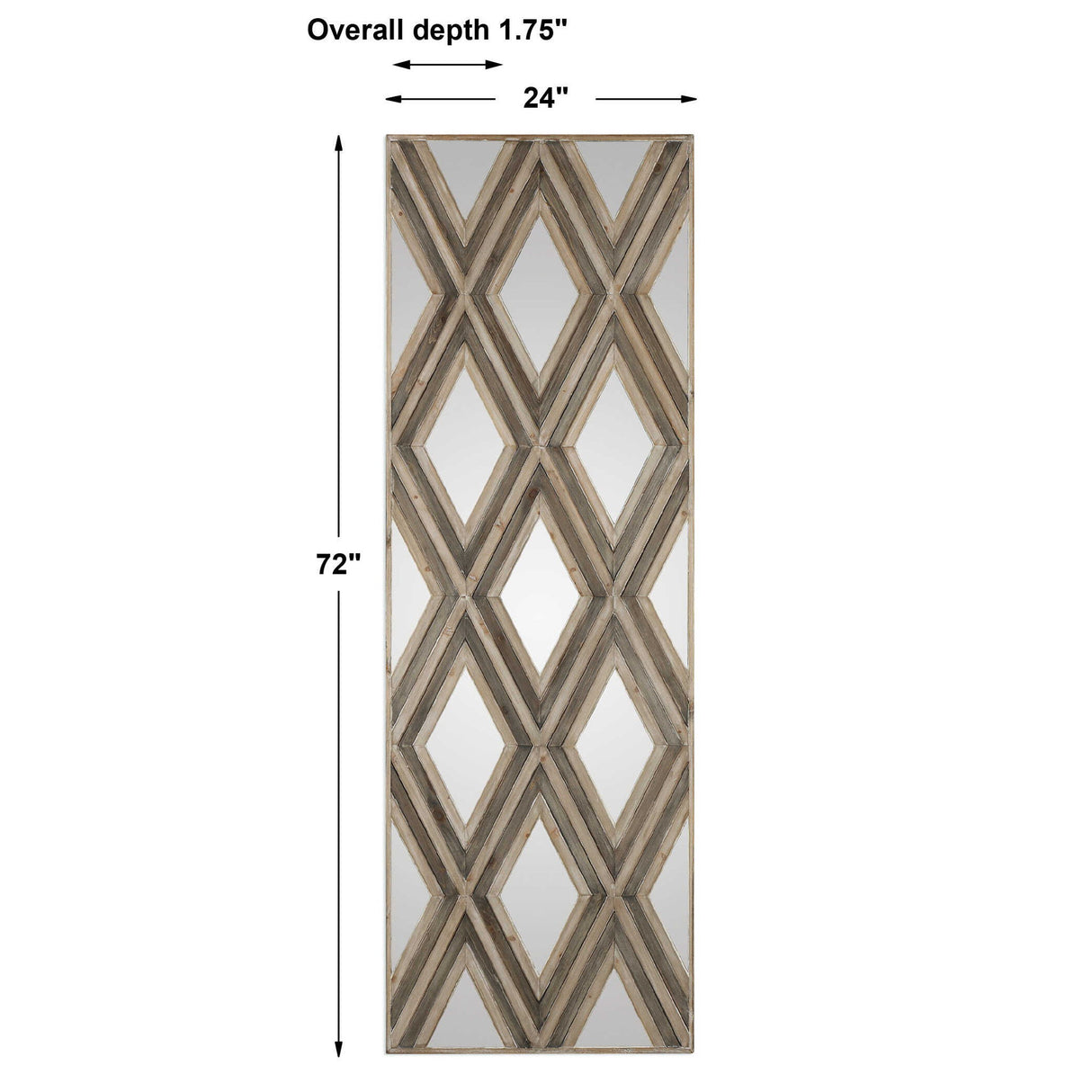 Tahira - Geometric Argyle Pattern Wall Mirror - Light Brown