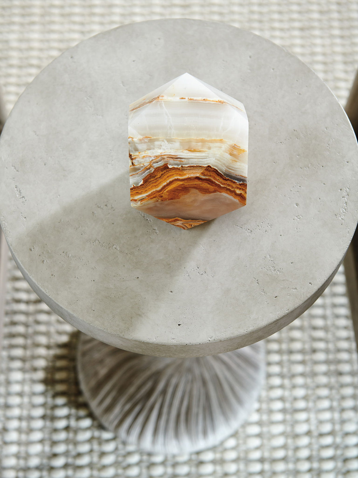 Malibu - Saddle Peak Round Accent Table - Beige