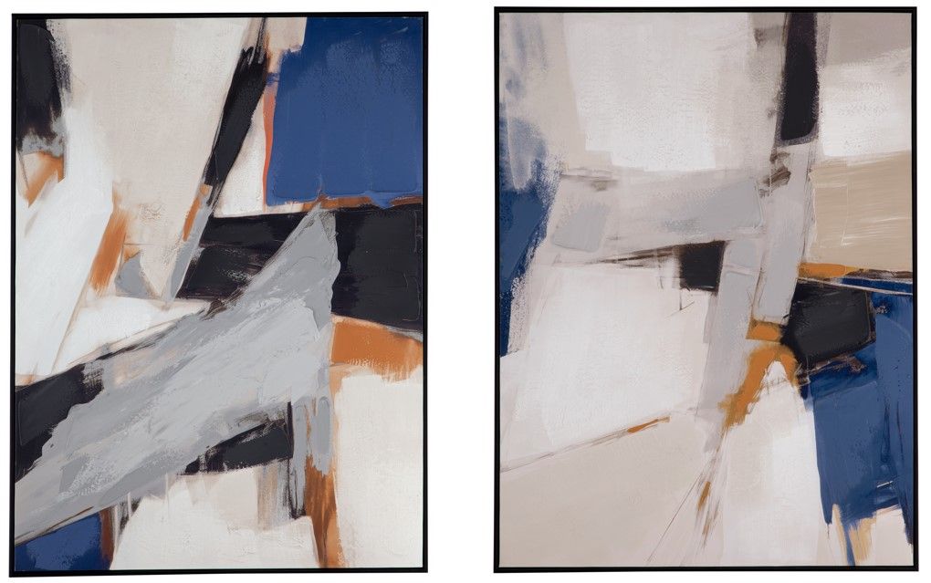 Denisa II Framed Canvas - Beige / Blue