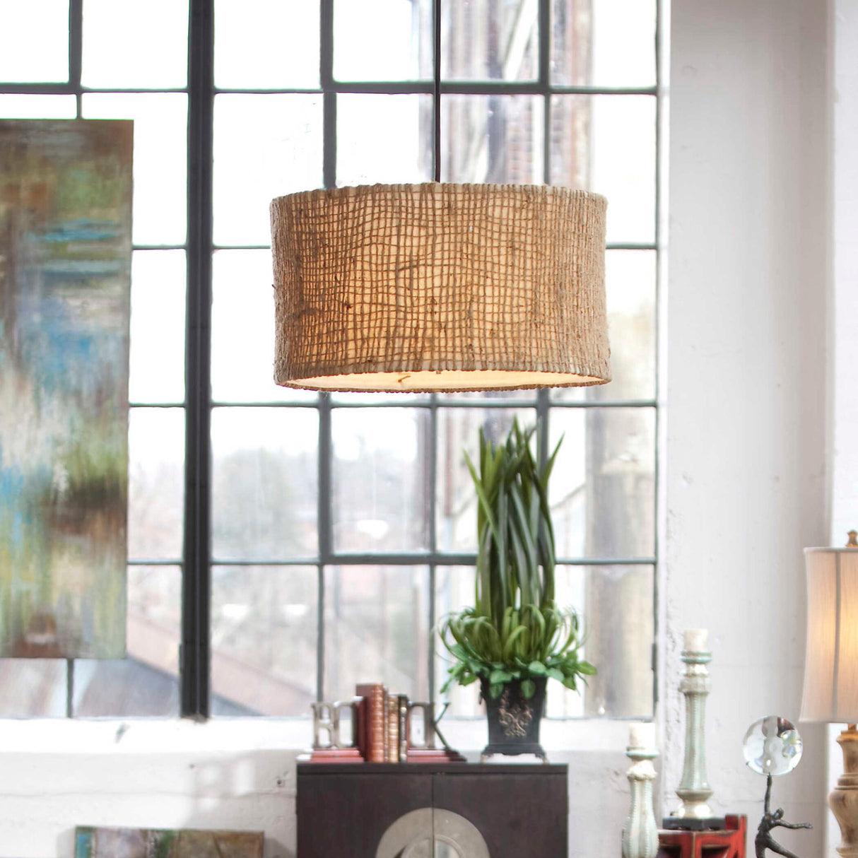 Burleson - 3 Light Drum Pendant - Beige